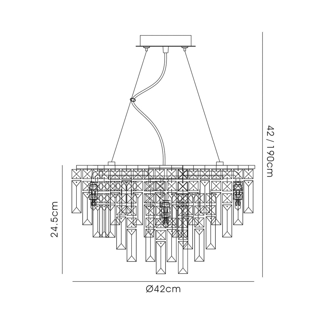 Diyas IL31814 Maddison Pendant Round 6 Light G9 French Gold/Crystal