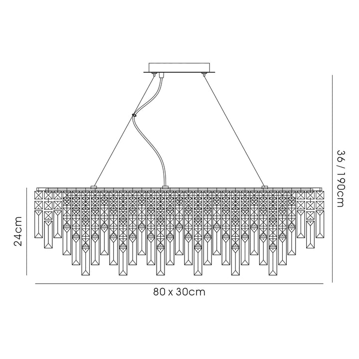 Diyas IL31815 Maddison Pendant Linear 6 Light G9 French Gold/Crystal