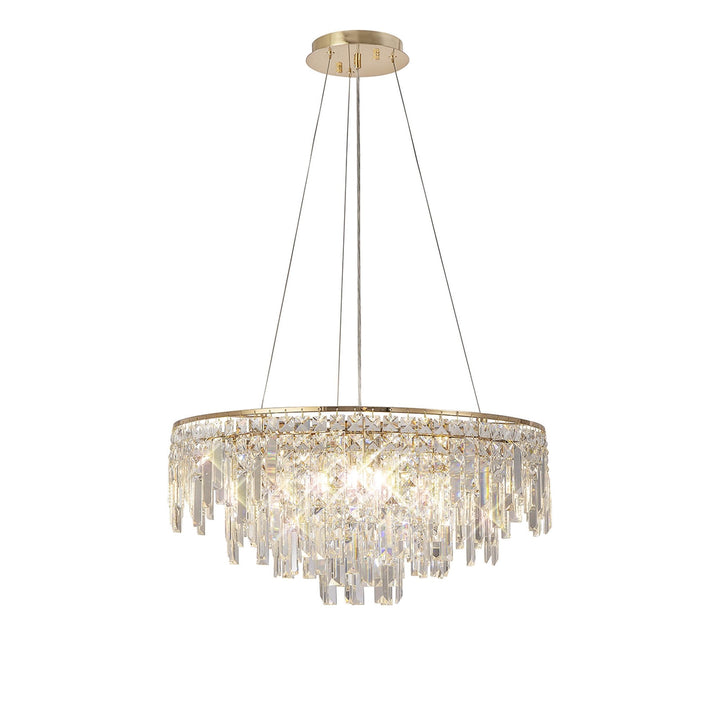 Diyas IL31816 Maddison Pendant Round 8 Light G9 French Gold/Crystal