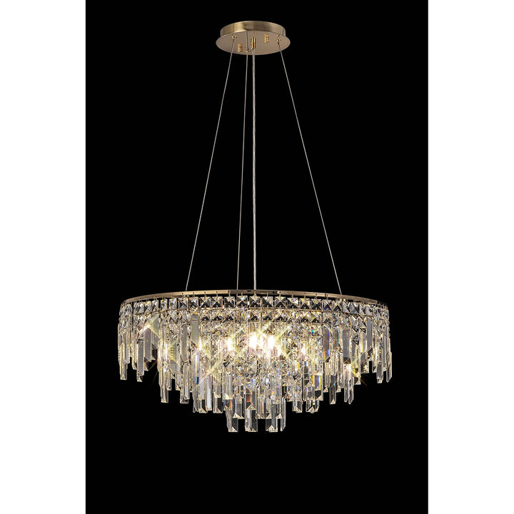 Diyas IL31816 Maddison Pendant Round 8 Light G9 French Gold/Crystal