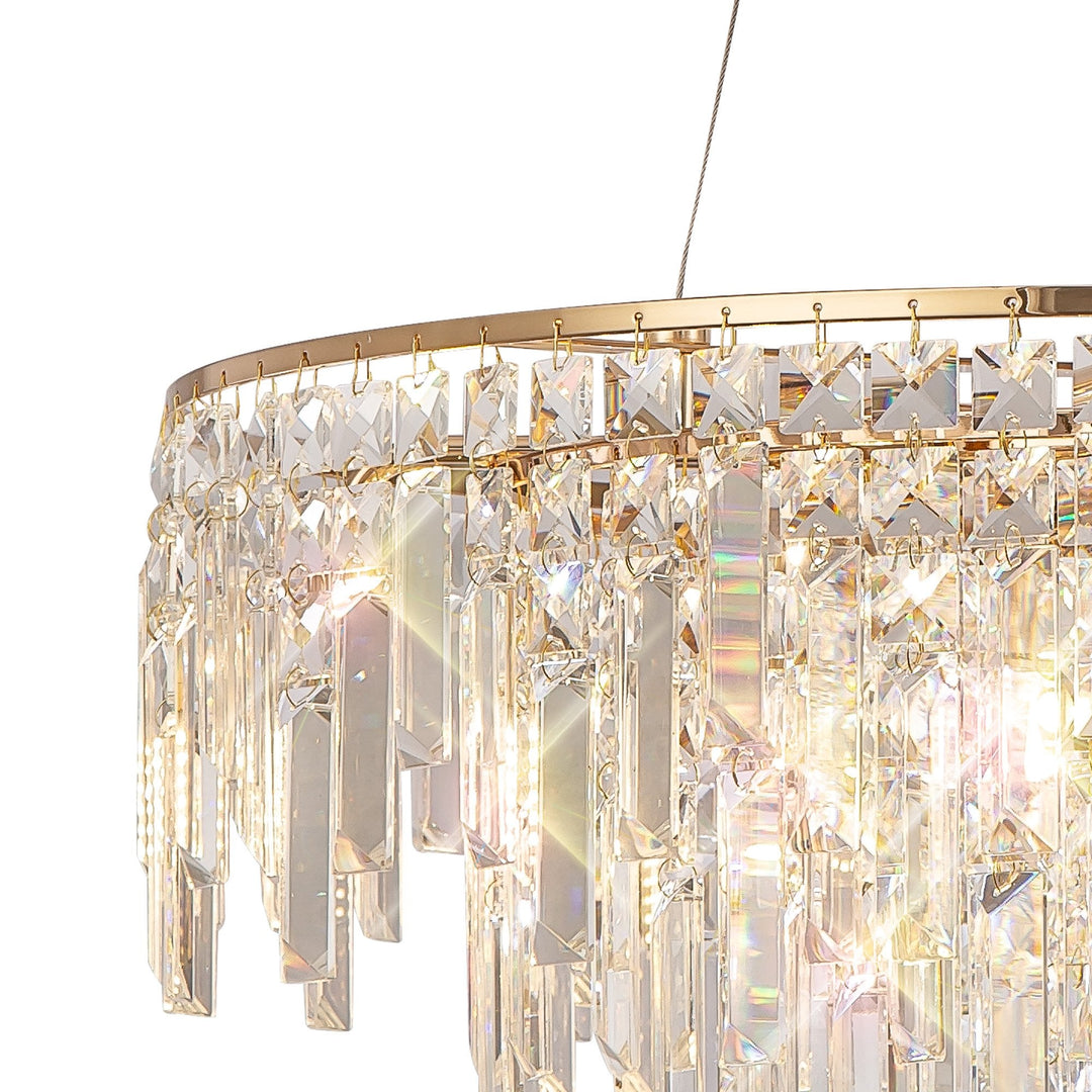 Diyas IL31816 Maddison Pendant Round 8 Light G9 French Gold/Crystal