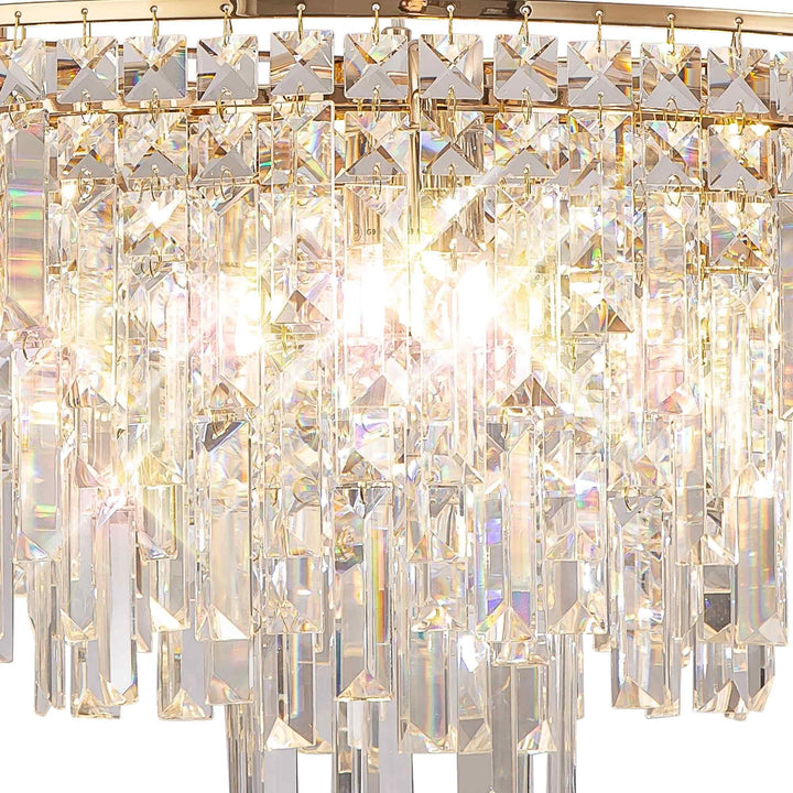 Diyas IL31816 Maddison Pendant Round 8 Light G9 French Gold/Crystal