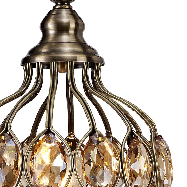 Diyas IL31574 Marisa Table Lamp 1 Light E27 Antique Brass/Amber Crystal