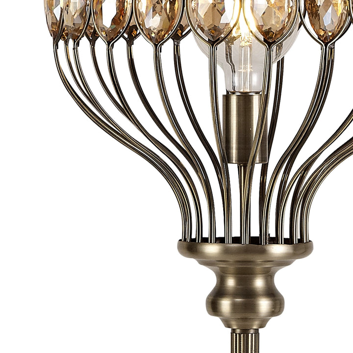 Diyas IL31575 Marisa Floor Lamp 1 Light E27 Antique Brass/Amber Crystal