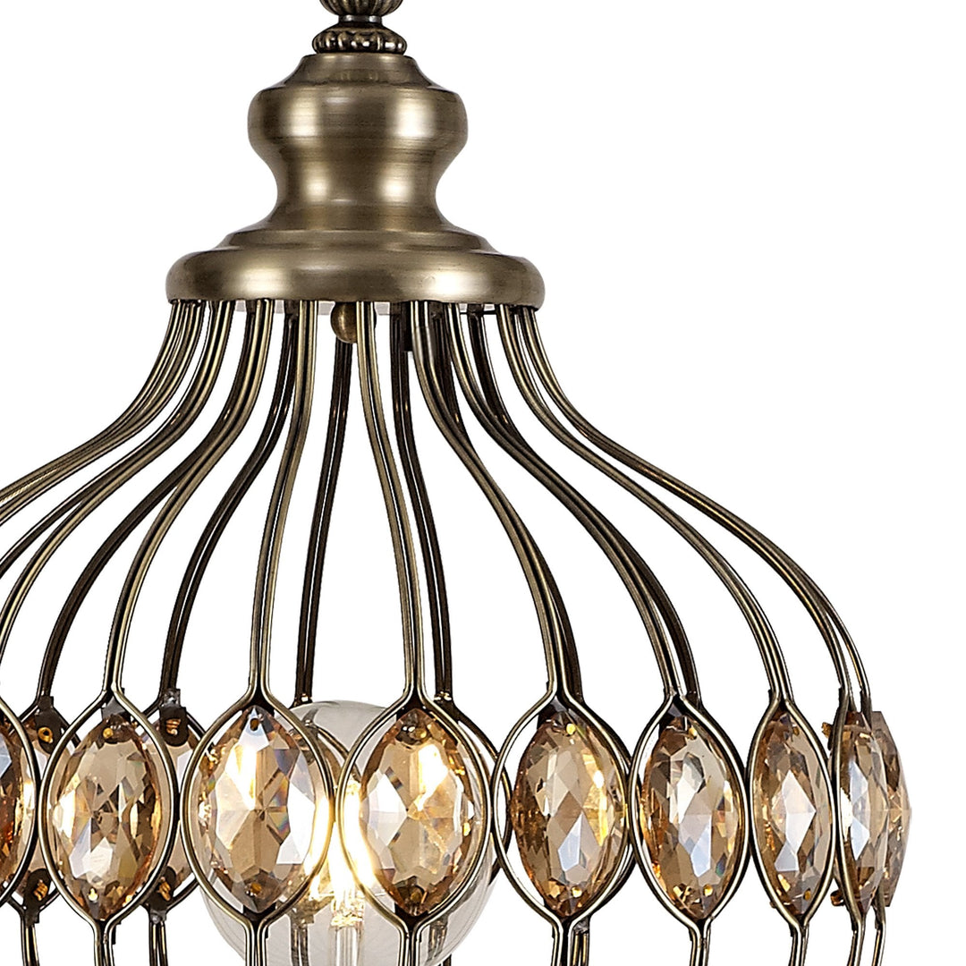 Diyas IL31575 Marisa Floor Lamp 1 Light E27 Antique Brass/Amber Crystal