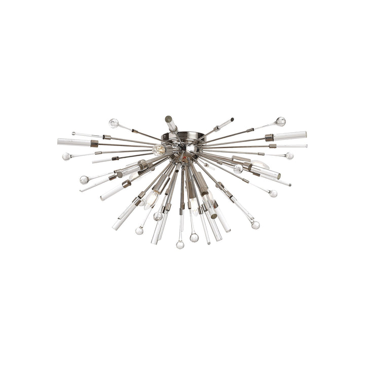 Diyas IL32909PN Noon Semi Flush 6 Light E14 Polished Nickel/Clear Glass