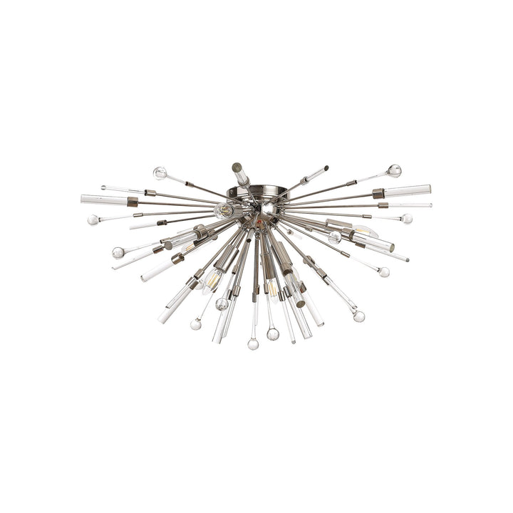 Diyas IL32909PN Noon Semi Flush 6 Light E14 Polished Nickel/Clear Glass