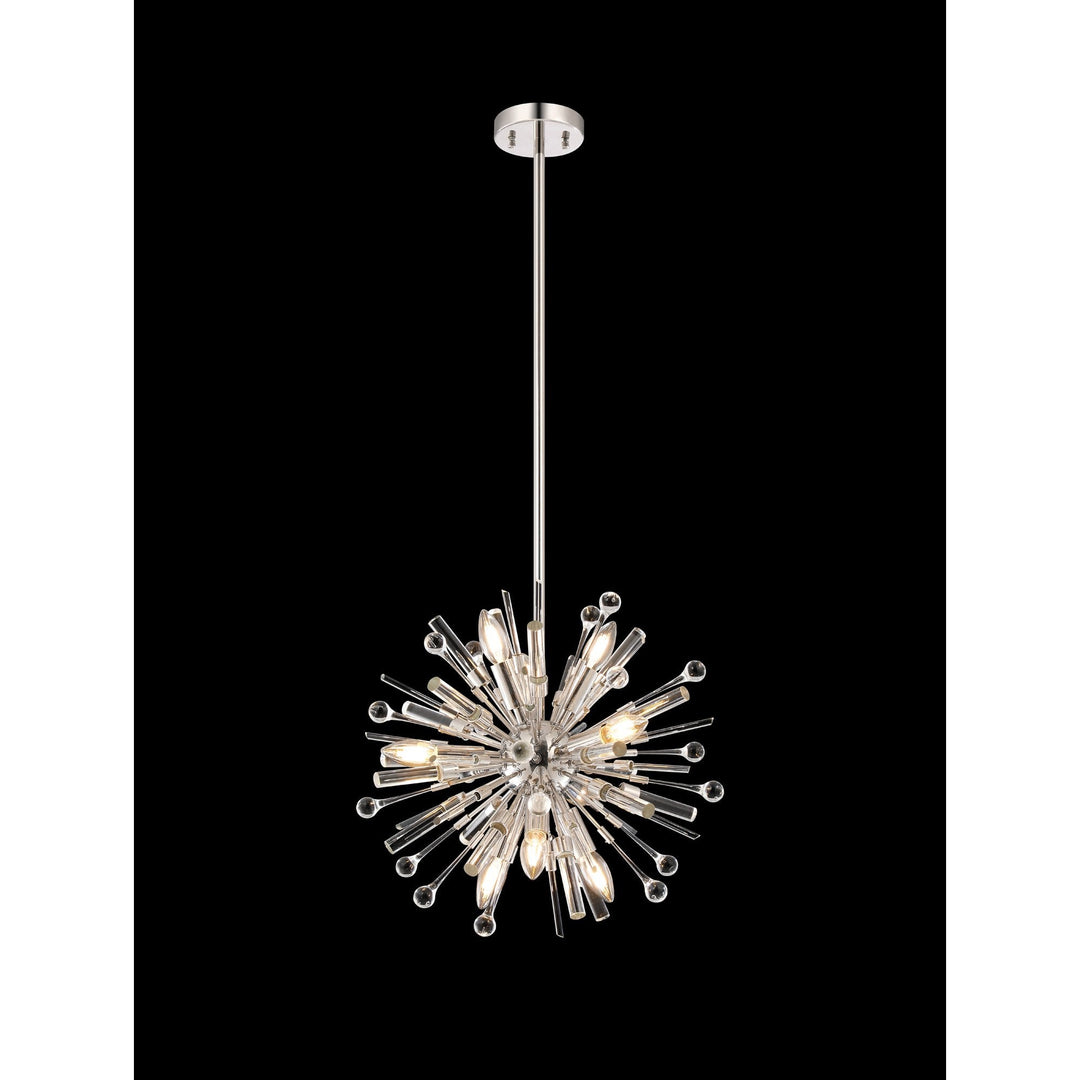 Diyas IL32830PN Noon Pendant 9 Light E14 Polished Nickel/Clear Glass