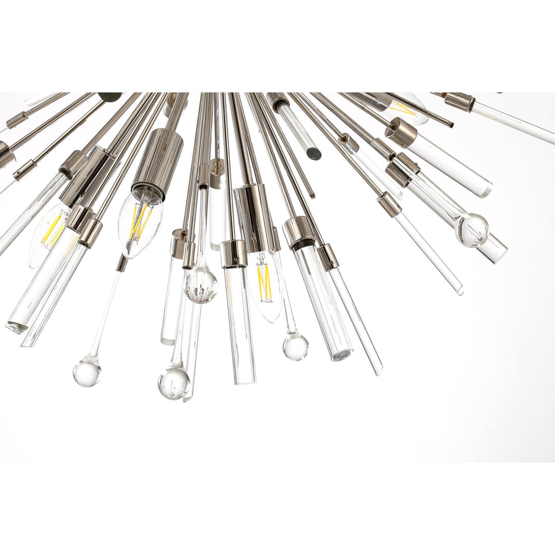 Diyas IL32830PN Noon Pendant 9 Light E14 Polished Nickel/Clear Glass