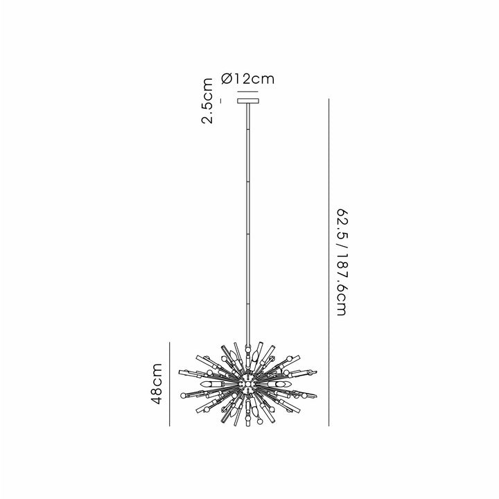 Diyas IL32908PN Noon Oval Pendant 12 Light E14 Polished Nickel/Clear Glass