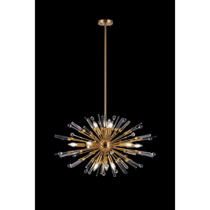 Diyas IL32908AG Noon Oval Pendant 12 Light E14 Antique Gold/Clear Glass