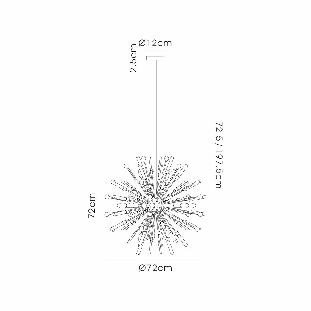 Diyas IL32831PN Noon Pendant 12 Light E14 Polished Nickel/Clear Glass