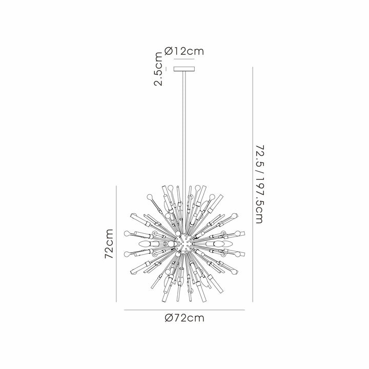 Diyas IL32831PN Noon Pendant 12 Light E14 Polished Nickel/Clear Glass