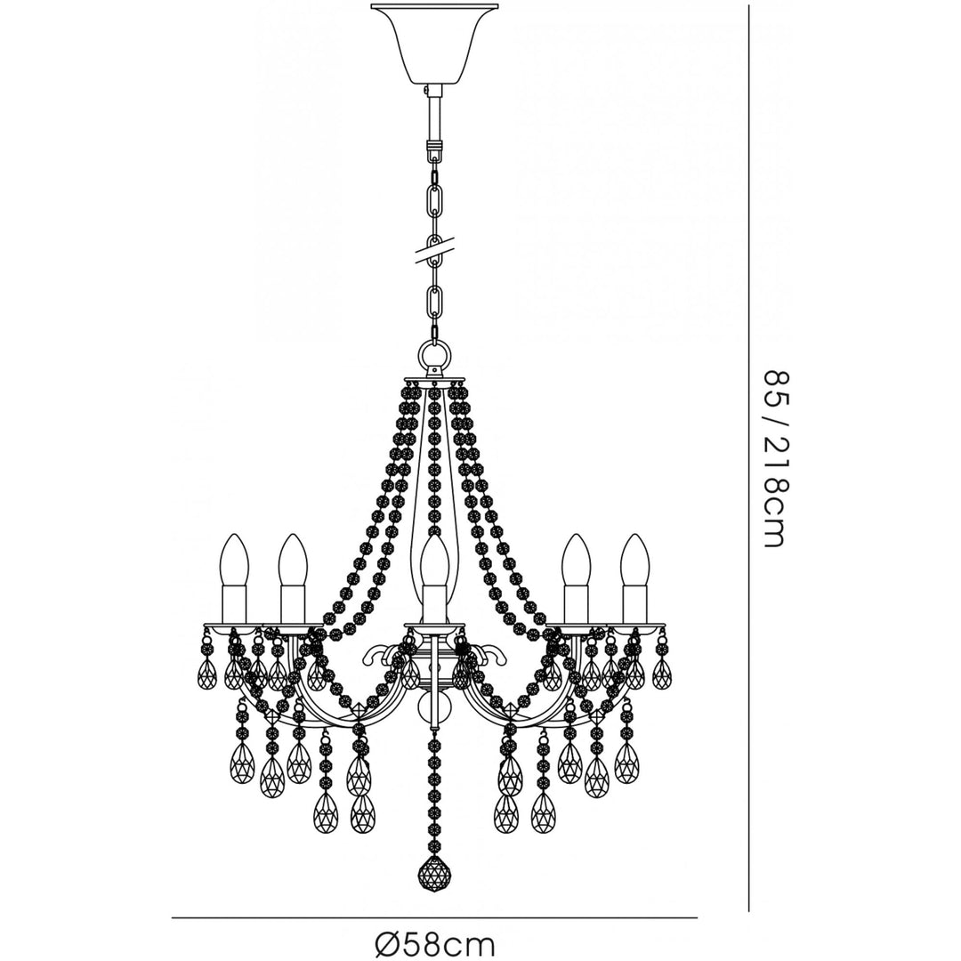 Diyas IL30056 Olivia Pendant out Shade 8 Light E14 Polished Chrome/Crystal