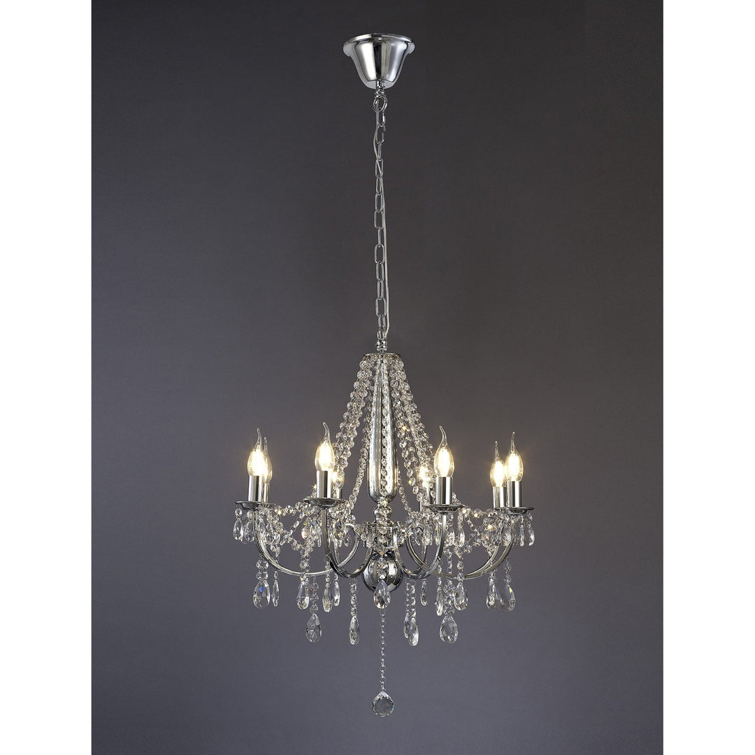 Diyas IL30056 Olivia Pendant out Shade 8 Light E14 Polished Chrome/Crystal