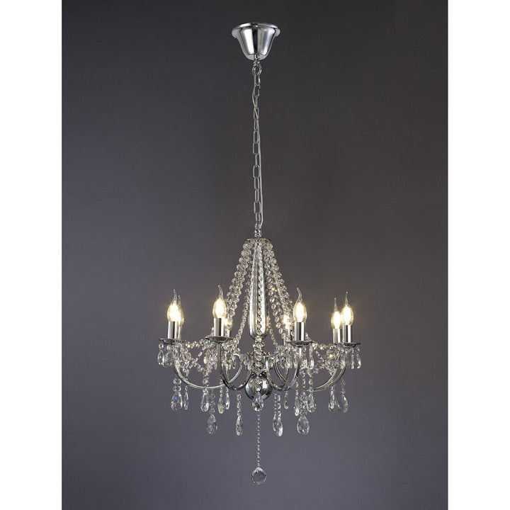 Diyas IL30056 Olivia Pendant out Shade 8 Light E14 Polished Chrome/Crystal