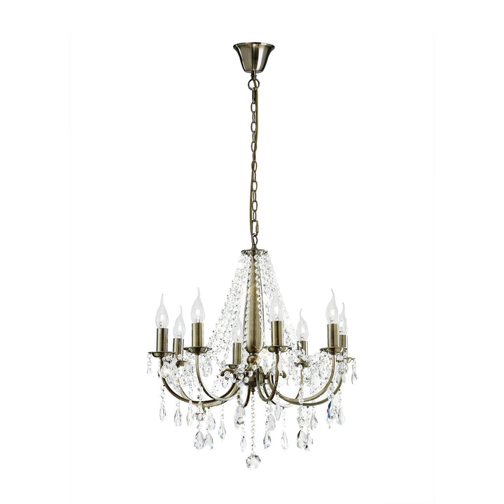 Diyas IL30057 Olivia Pendant out Shade 8 Light E14 Antique Brass/Crystal