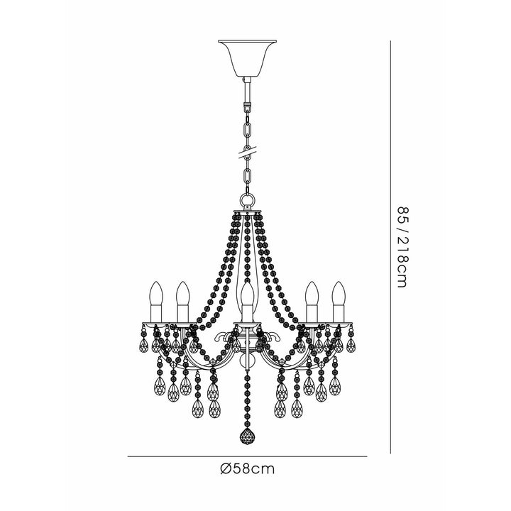 Diyas IL30057 Olivia Pendant out Shade 8 Light E14 Antique Brass/Crystal