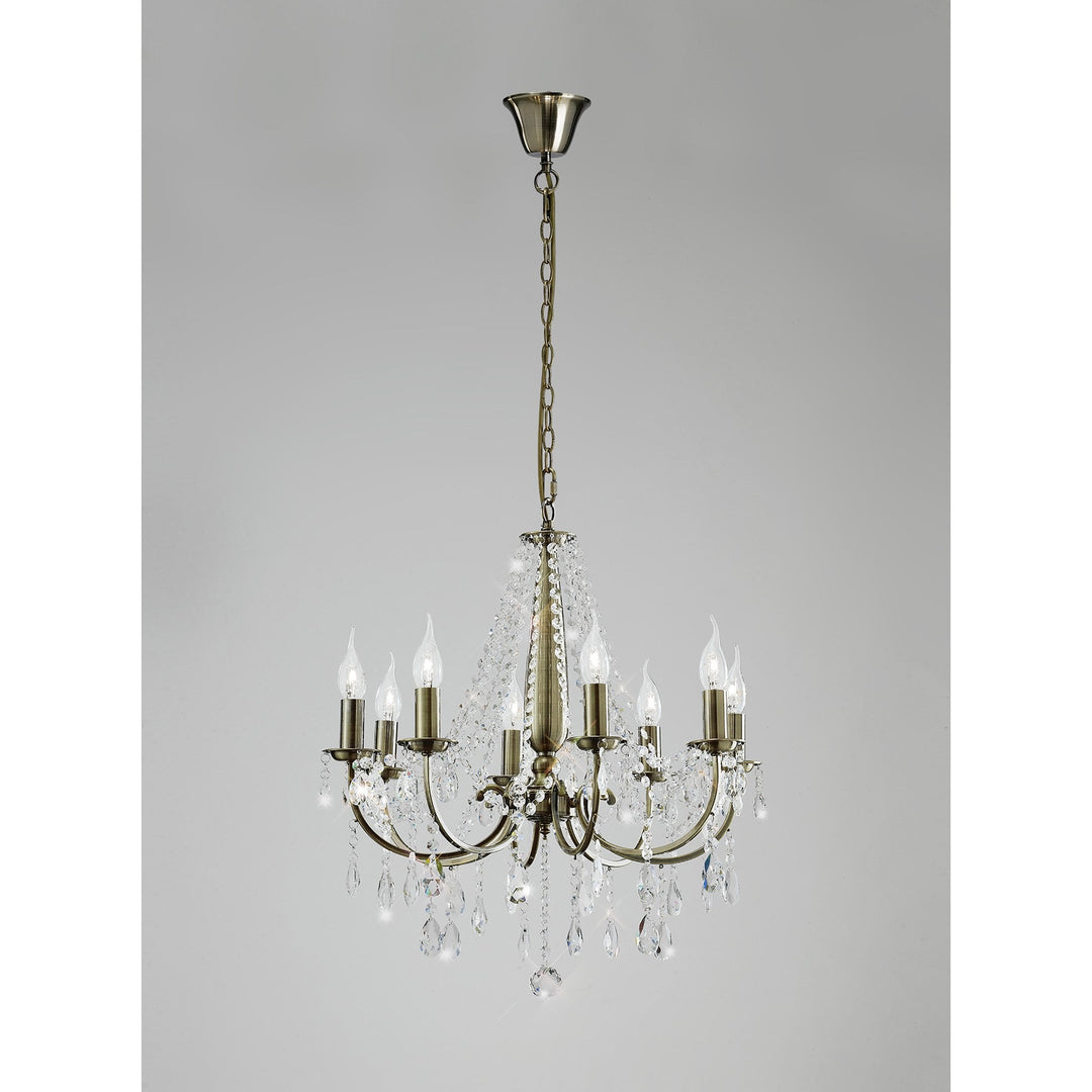 Diyas IL30057 Olivia Pendant out Shade 8 Light E14 Antique Brass/Crystal