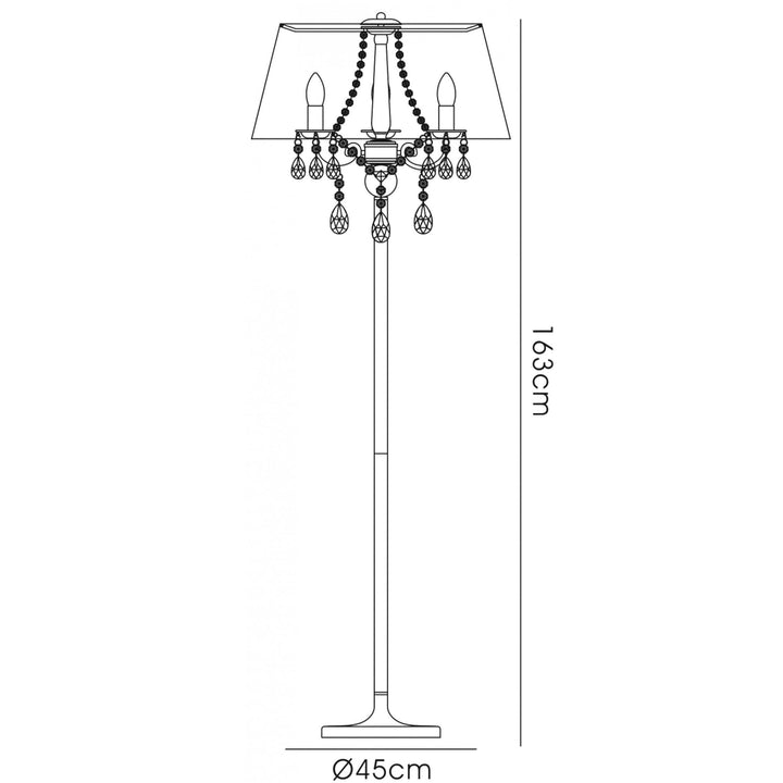 Diyas IL30066/CR Olivia Floor Lamp Cream Shade 3 Light E14 Antique Brass/Crystal