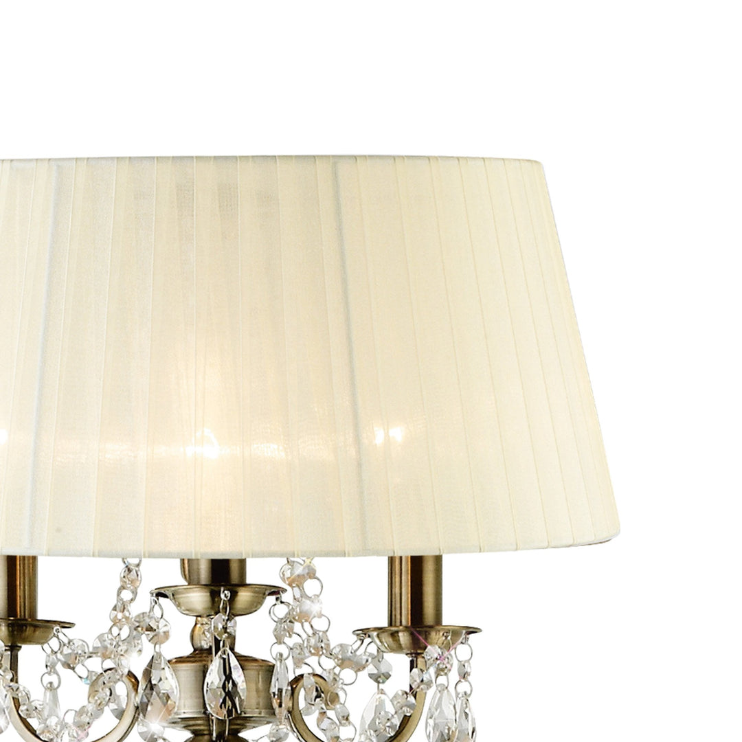 Diyas IL30066/CR Olivia Floor Lamp Cream Shade 3 Light E14 Antique Brass/Crystal