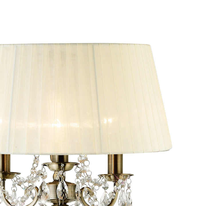 Diyas IL30066/CR Olivia Floor Lamp Cream Shade 3 Light E14 Antique Brass/Crystal