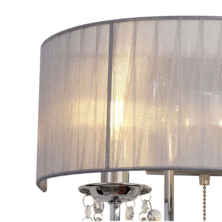 Diyas IL30061/GY Olivia Wall Lamp Switched Grey Shade 2 Light E14 Polished Chrome/Crystal