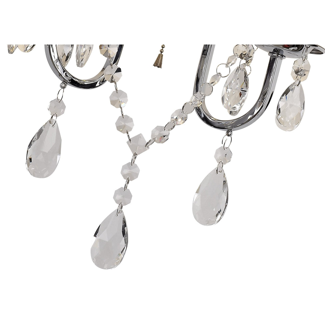 Diyas IL30061/GY Olivia Wall Lamp Switched Grey Shade 2 Light E14 Polished Chrome/Crystal