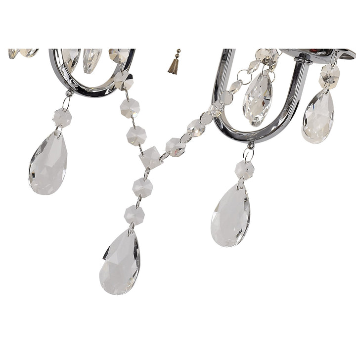 Diyas IL30061/GY Olivia Wall Lamp Switched Grey Shade 2 Light E14 Polished Chrome/Crystal