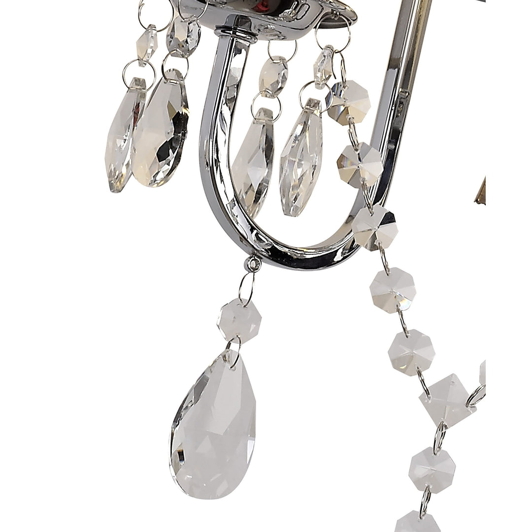 Diyas IL30061/GY Olivia Wall Lamp Switched Grey Shade 2 Light E14 Polished Chrome/Crystal