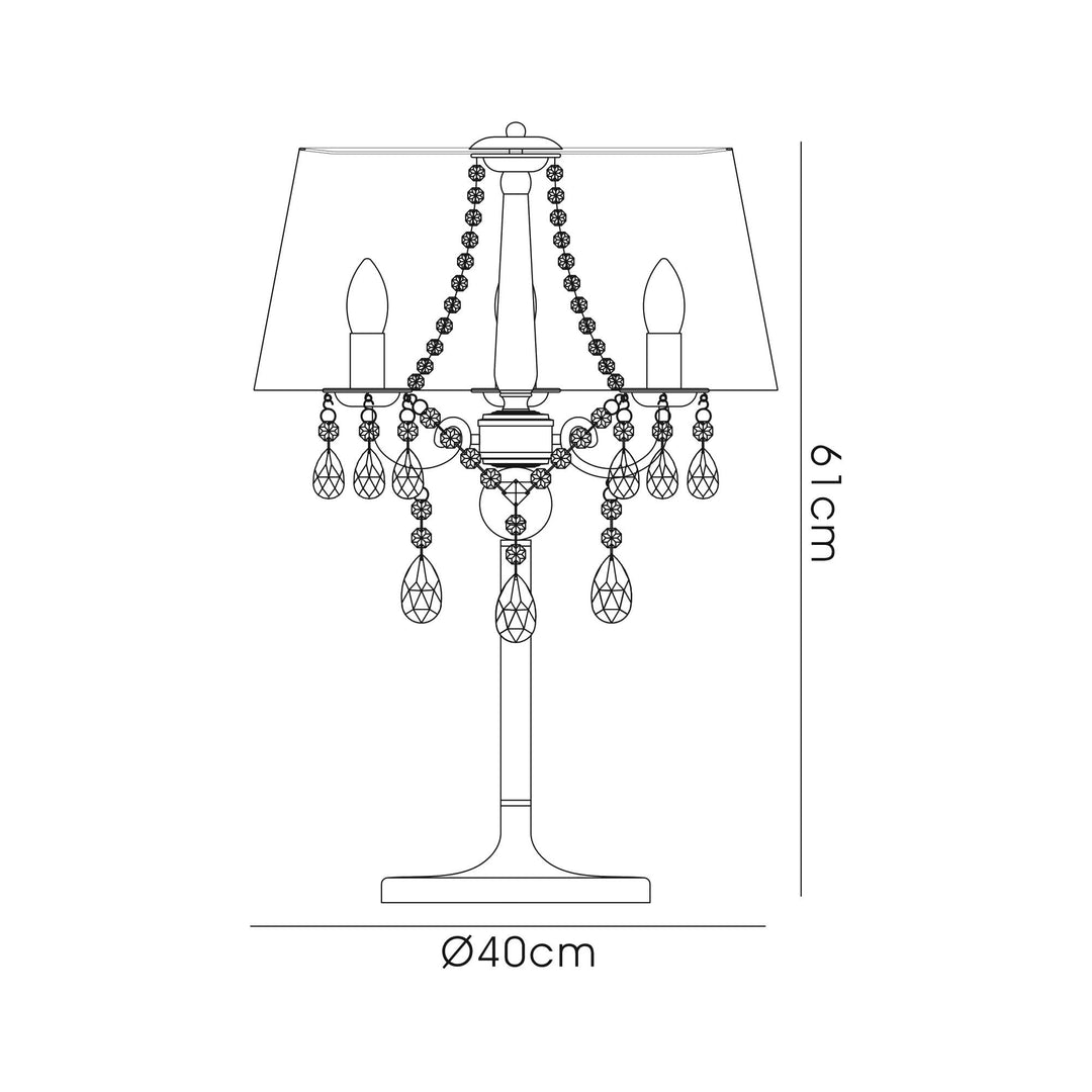 Diyas IL30062/GY Olivia Table Lamp Grey Shade 3 Light E14 Polished Chrome/Crystal