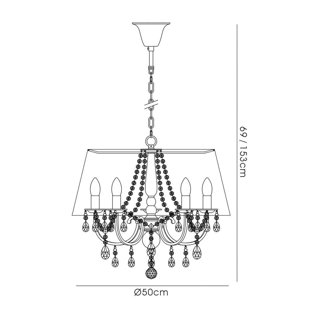 Diyas IL30045/GY Olivia Pendant Grey Shade 5 Light E14 Polished Chrome/Crystal