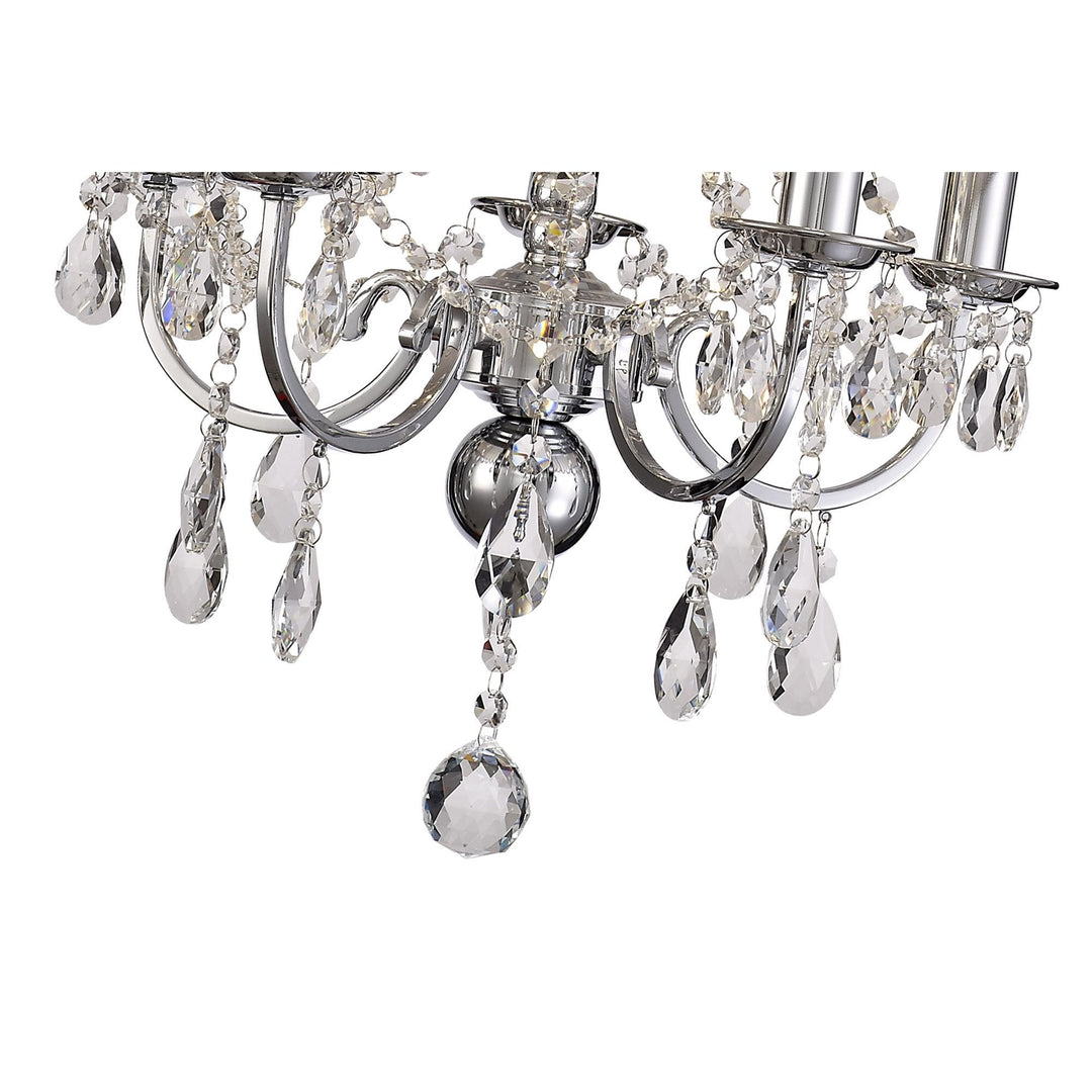 Diyas IL30045/GY Olivia Pendant Grey Shade 5 Light E14 Polished Chrome/Crystal