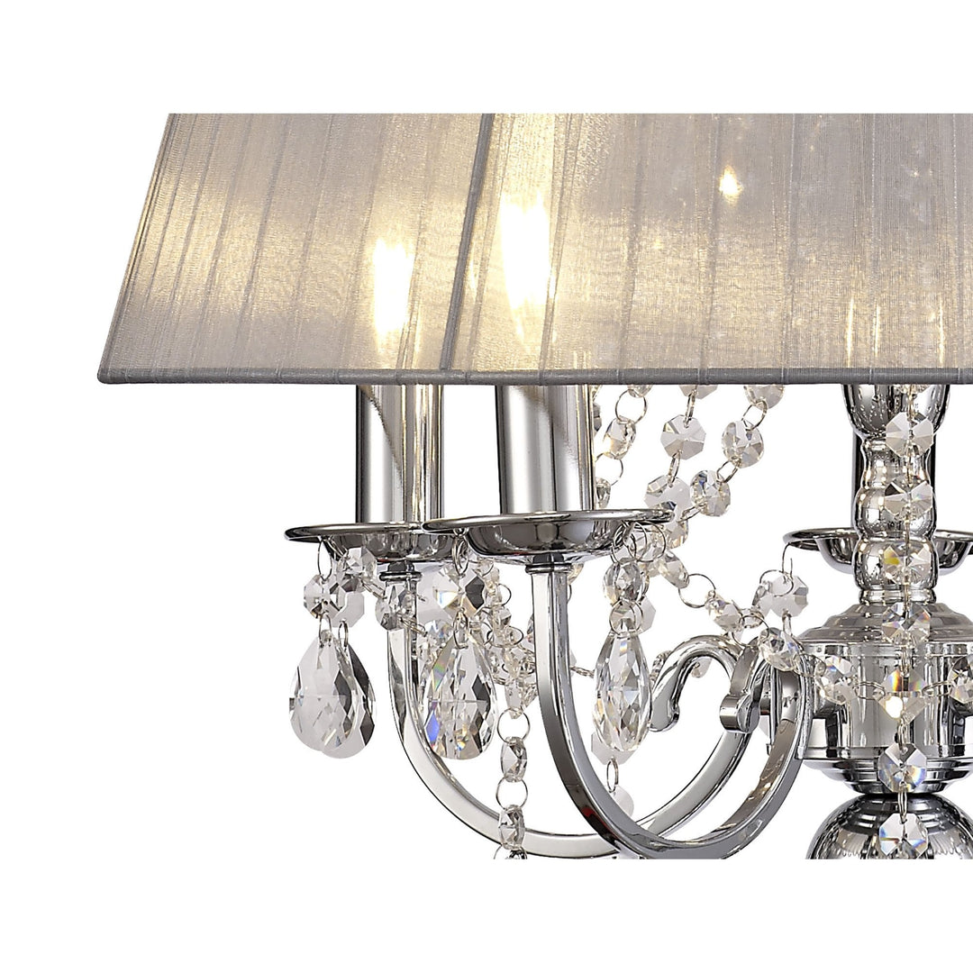 Diyas IL30045/GY Olivia Pendant Grey Shade 5 Light E14 Polished Chrome/Crystal