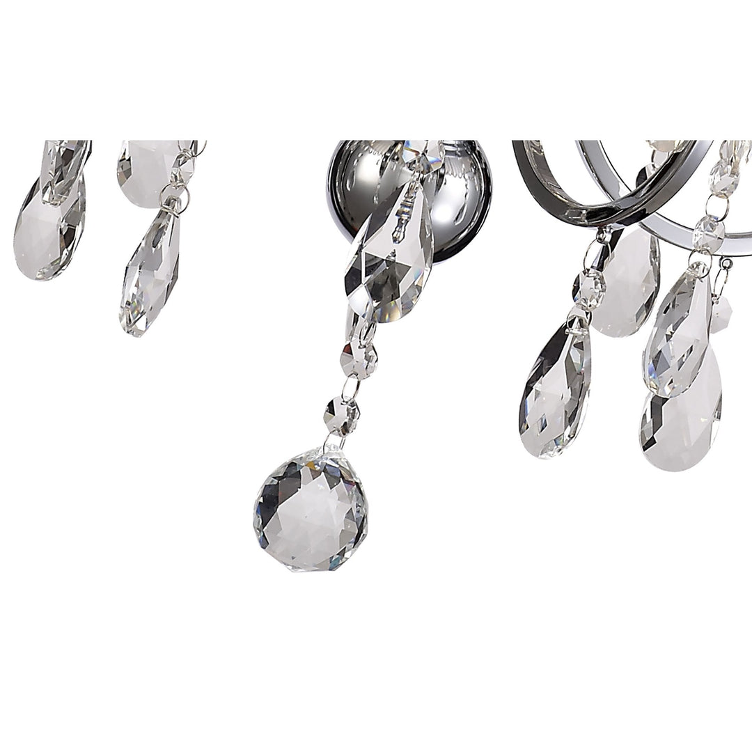 Diyas IL30045/GY Olivia Pendant Grey Shade 5 Light E14 Polished Chrome/Crystal