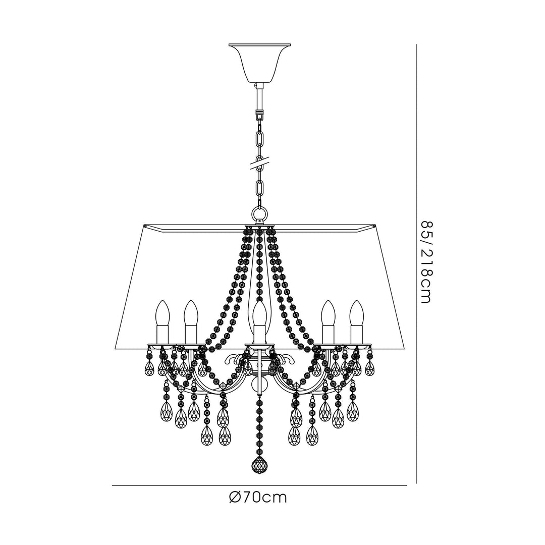 Diyas IL30056/GY Olivia Pendant Grey Shade 8 Light E14 Polished Chrome/Crystal