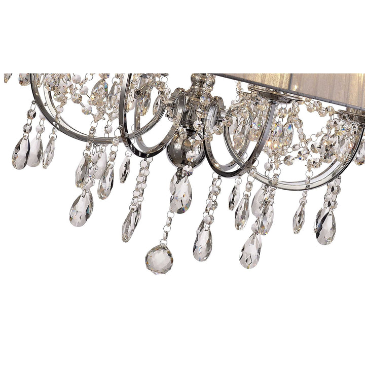 Diyas IL30056/GY Olivia Pendant Grey Shade 8 Light E14 Polished Chrome/Crystal