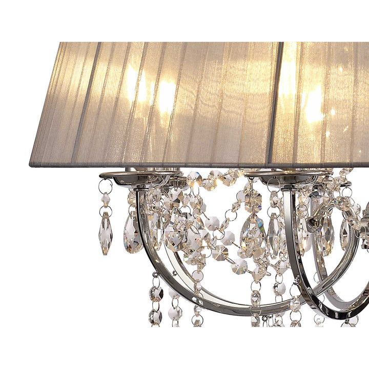 Diyas IL30056/GY Olivia Pendant Grey Shade 8 Light E14 Polished Chrome/Crystal