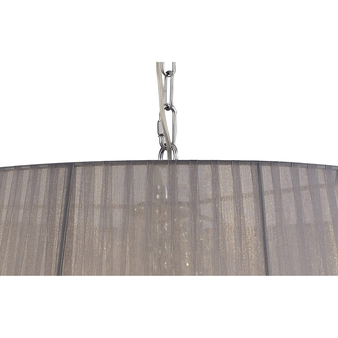 Diyas IL30056/GY Olivia Pendant Grey Shade 8 Light E14 Polished Chrome/Crystal