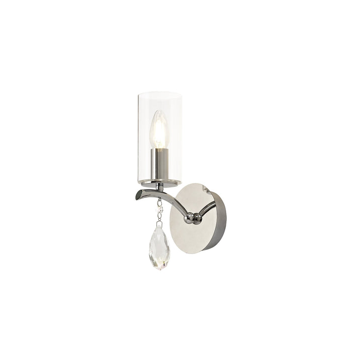 Diyas IL32791 Rhea Wall Lamp Switched 1 Light E14 Polished Chrome/Crystal Clear Glass