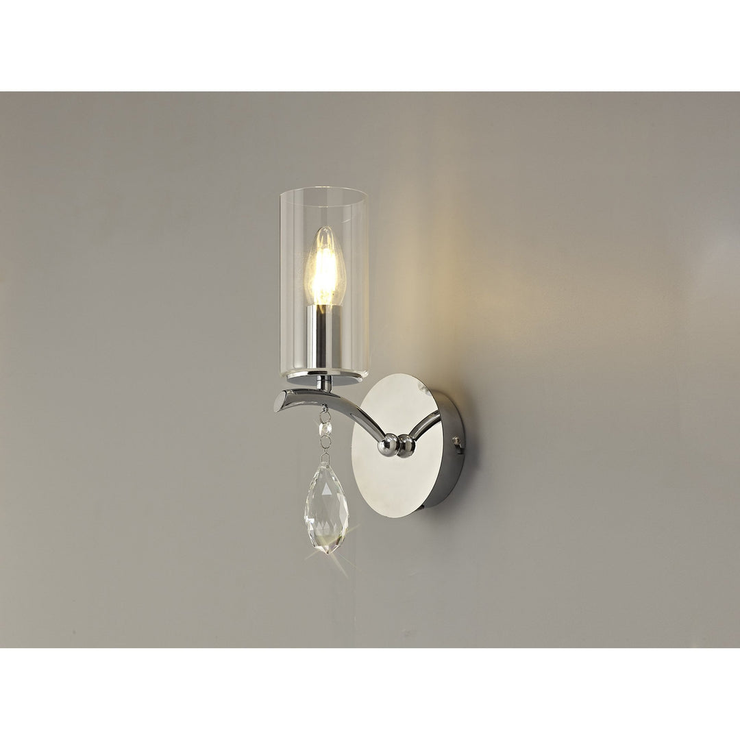 Diyas IL32791 Rhea Wall Lamp Switched 1 Light E14 Polished Chrome/Crystal Clear Glass