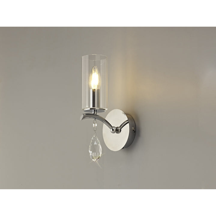 Diyas IL32791 Rhea Wall Lamp Switched 1 Light E14 Polished Chrome/Crystal Clear Glass