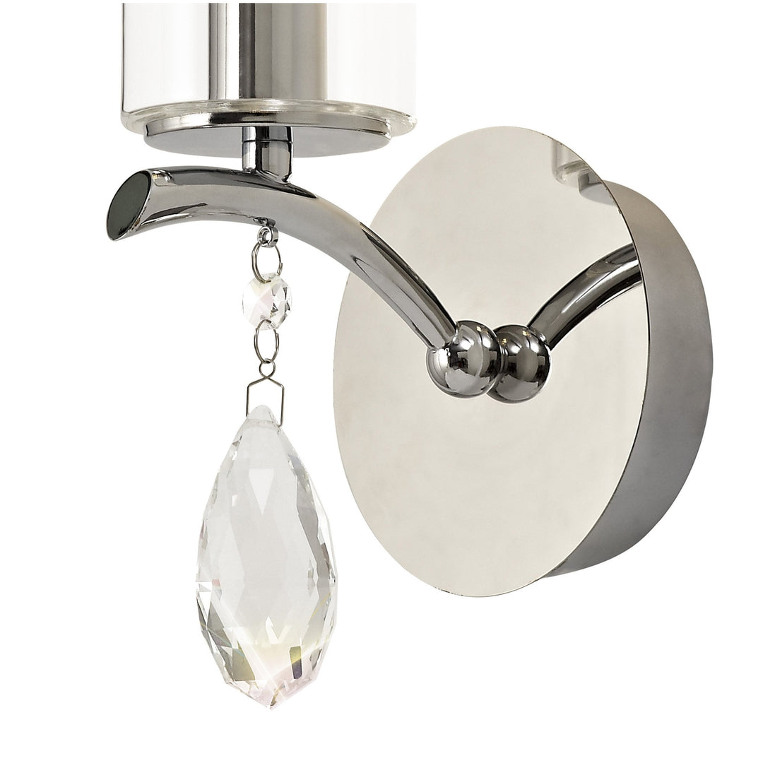 Diyas IL32791 Rhea Wall Lamp Switched 1 Light E14 Polished Chrome/Crystal Clear Glass