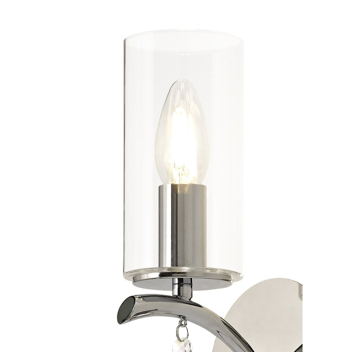 Diyas IL32791 Rhea Wall Lamp Switched 1 Light E14 Polished Chrome/Crystal Clear Glass