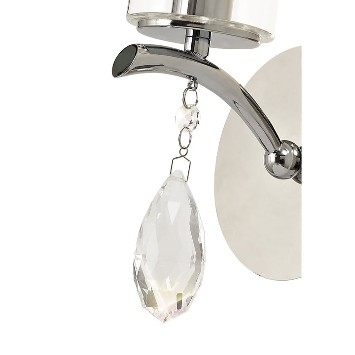 Diyas IL32791 Rhea Wall Lamp Switched 1 Light E14 Polished Chrome/Crystal Clear Glass