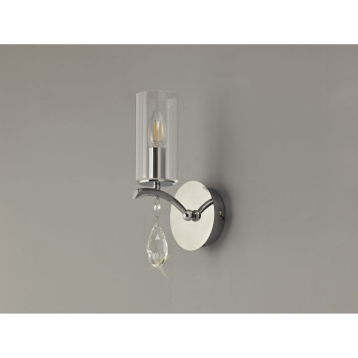 Diyas IL32791 Rhea Wall Lamp Switched 1 Light E14 Polished Chrome/Crystal Clear Glass