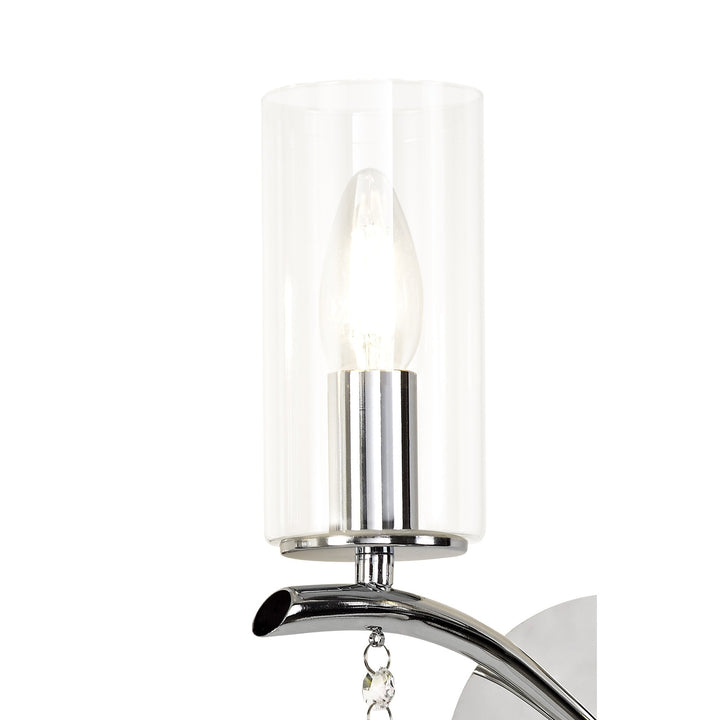 Diyas IL32792 Rhea Wall Lamp Switched 2 Light E14 Polished Chrome/Crystal Clear Glass