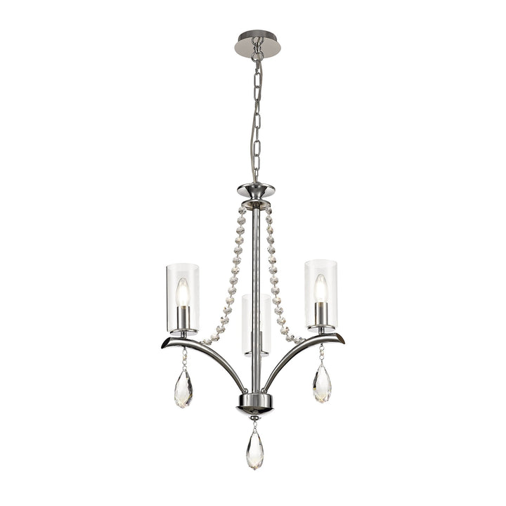 Diyas IL32793 Rhea Pendant 3 Light E14 Polished Chrome/Crystal Clear Glass