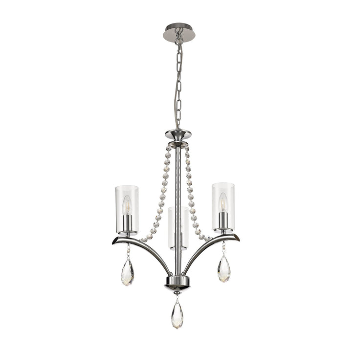 Diyas IL32793 Rhea Pendant 3 Light E14 Polished Chrome/Crystal Clear Glass