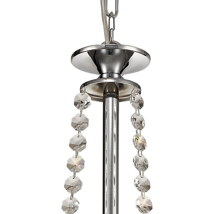 Diyas IL32793 Rhea Pendant 3 Light E14 Polished Chrome/Crystal Clear Glass